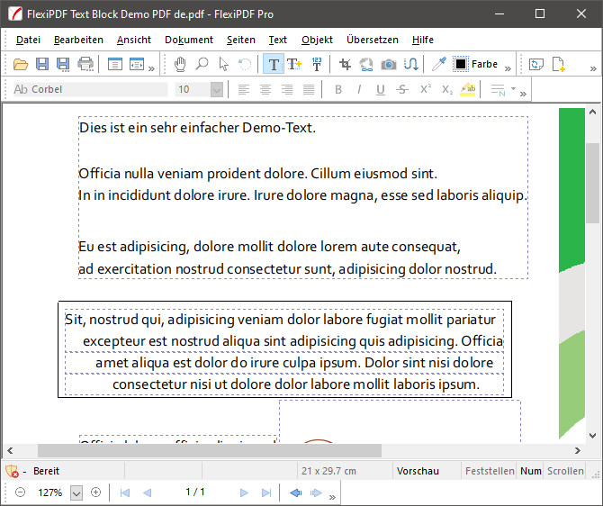 FlexiPDF: Text zusammenführen (vorher)