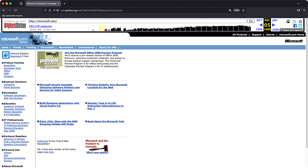 Die SoftMaker-Website im Jahr 2005